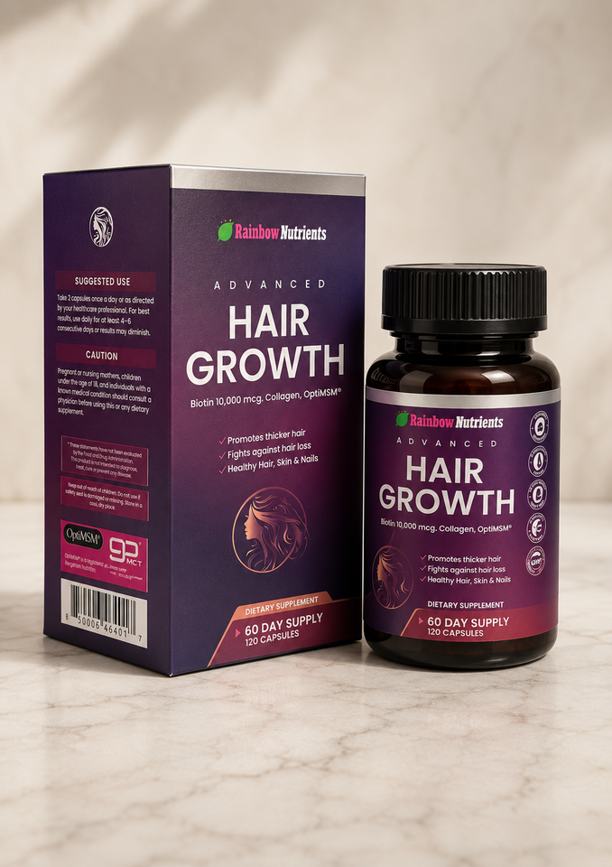 Hair Growth Advanced – Biotina 10,000 mcg + Colágeno para Cabello, Piel y Uñas