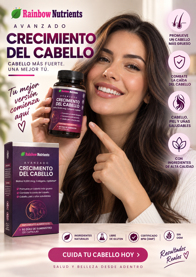 Hair Growth Advanced – Biotina 10,000 mcg + Colágeno para Cabello, Piel y Uñas